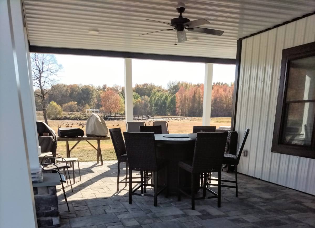 Completed outdoor living space with patio and kitchen in Elkton, MD